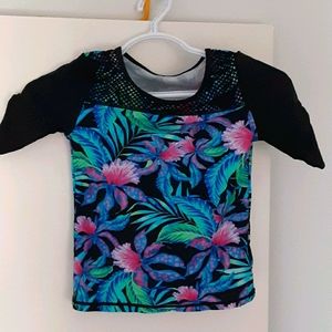 Floral swim top with mesh